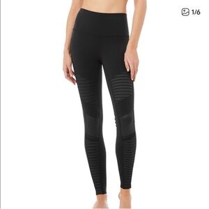 ALO Yoga Black High-Rise Moto Panel Leggings